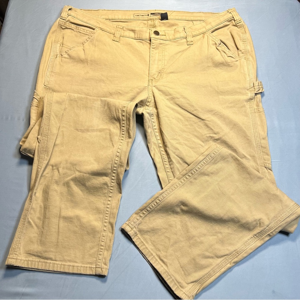 Carhartt womens Pants Original Fit Canvas Tan Flannel Lined size16W.      ordrA4 - Picture 10 of 10
